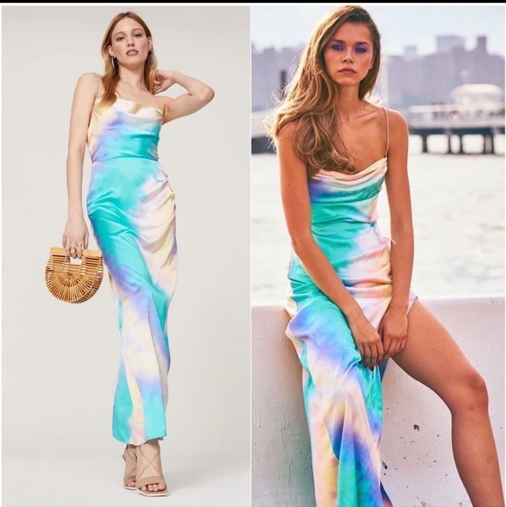 Retrofete | Marlene Silk Tie Dye Gown Size: Large